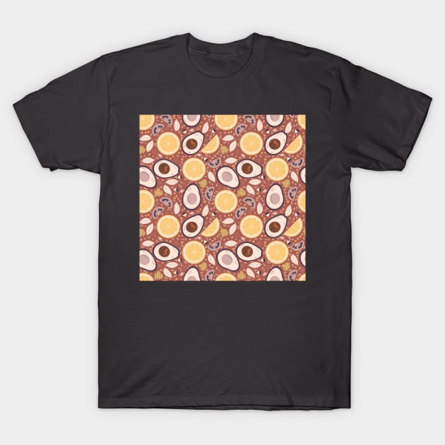 Avocado And Lemon Seamless Pattern T-Shirt by Simplulina